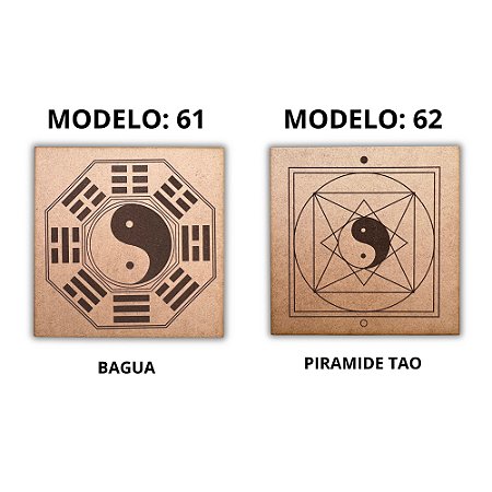 Kit 2 Gráficos MDF CRU 3mm 20x20 Radiestesia Modelos 61 e 62 (Bagua e Piramide Tao)