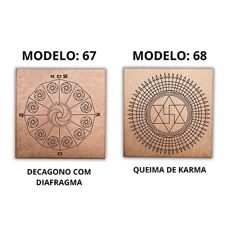 Kit 2 Gráficos MDF CRU 3mm 20x20 Radiestesia Modelos 67 e 68 (Decágono com Diafragma e Queima de Karma)