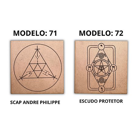 Kit 2 Gráficos MDF CRU 3mm 20x20 Radiestesia Modelos 71 e 72 (Scap Andre Philippe e Escudo Magico)