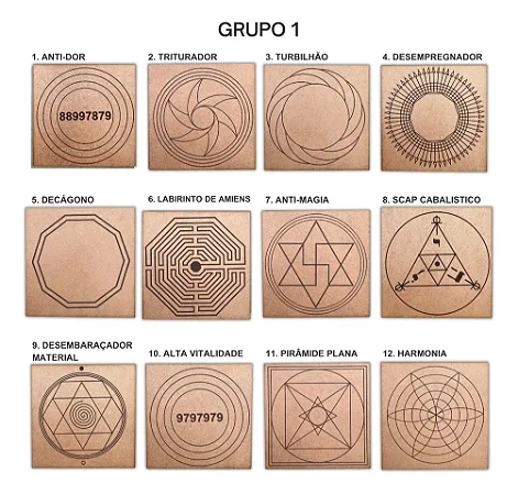 Principais Gráficos Da Radiestesia Em Mdf Cru 30x30cm 6mm