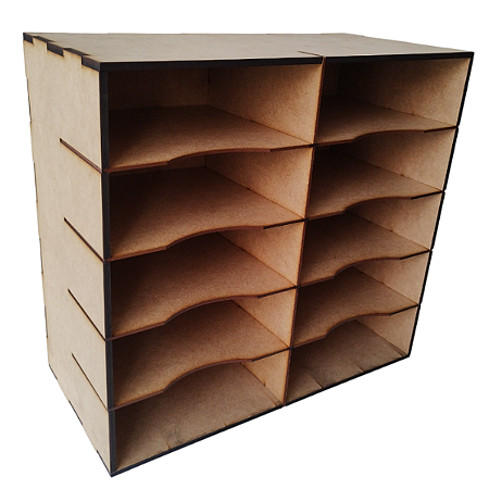 Prateleira Organizadora para Gráficos de Radiestesia em MDF Cru – 10 Compartimentos de 8cm - PROMOÇÃO
