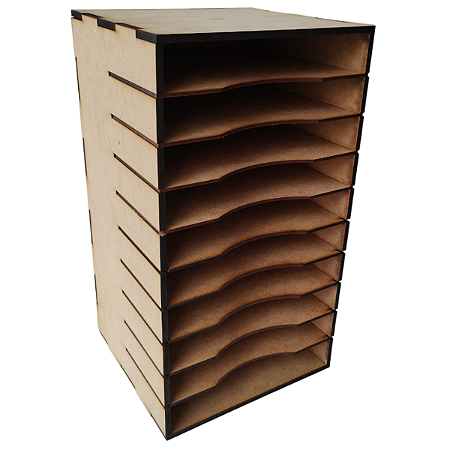 Prateleira Organizadora para Gráficos de Radiestesia em MDF Cru – 10 Compartimentos com 4cm - PROMOÇÃO