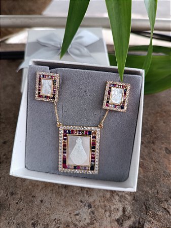 Conjunto N. Sra. Aparecida - Zircônias Coloridas