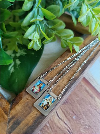 Escapulário em Aço Inox - Colorido