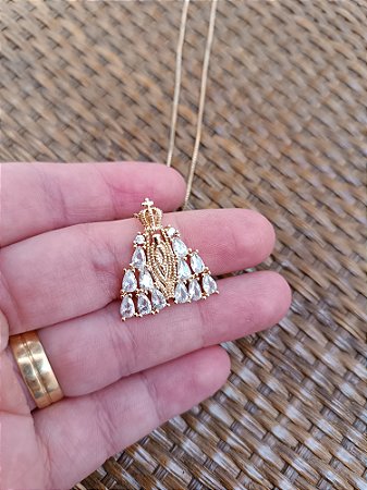 Colar de Nossa Senhora Aparecida com Manto em Zircônias