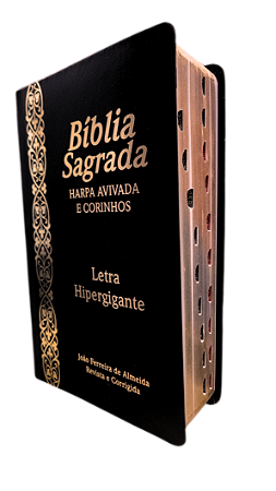 Biblia letra hipergigante ARC com harpa semi luxo preta