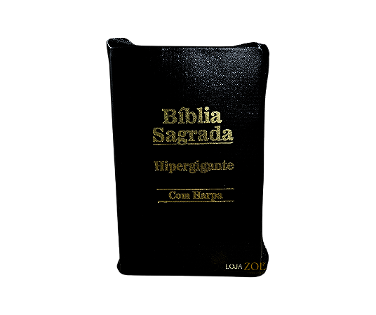 Biblia letra hipergigante ARC com harpa zíper preta