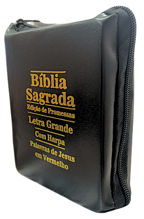 Biblia Sagrada letra grande ARC com harpa e zíper palavras de Jesus em vermelho. Pequena A14,5xl12xP5