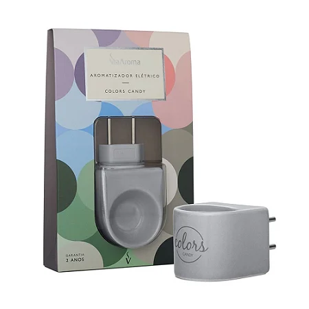 Difusor Aromatizador Elétrico Bivolt Colors Candy Cinza Via Aroma