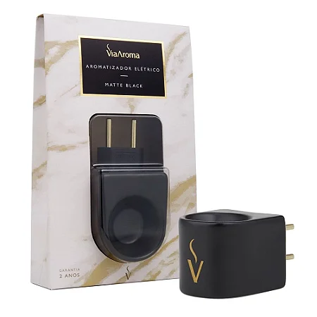 Difusor Aromatizador Elétrico de Porcelana Bivolt Matte Black Via Aroma