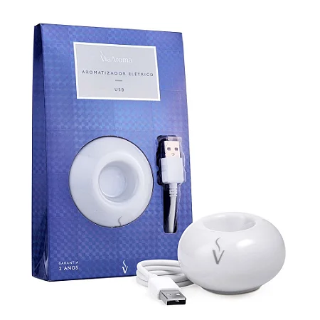 Difusor Aromatizador Elétrico USB Branco Via Aroma