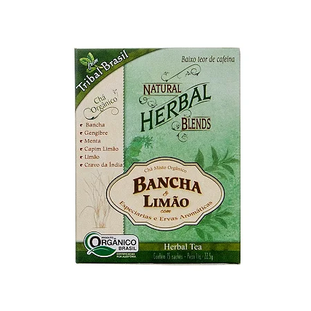 Chá Orgânico de Banchá e Limão Caixa 15 Sachês Tribal Brasil