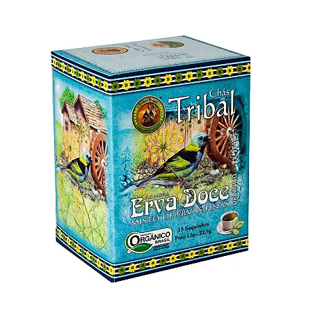 Chá Orgânico de Erva Doce Caixa 15 Sachês Tribal Brasil