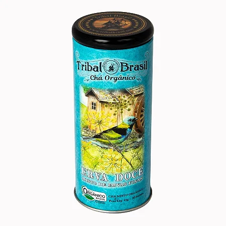 Chá Orgânico de Erva Doce Lata 30 Sachês Tribal Brasil