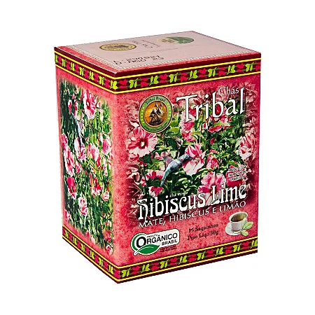 Chá Hibiscos Lime Orgânico Caixa 15 Sachês Tribal Brasil