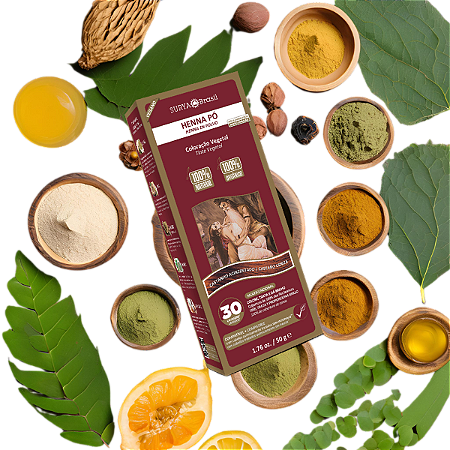 Henna Pó Castanho Acizentado Surya Brasil - 50g