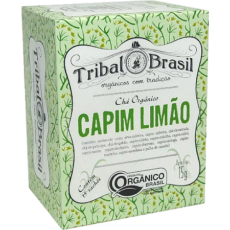 Chá de Capim Limão Orgânico (Puro) Caixa 15 Sachês Tribal Brasil