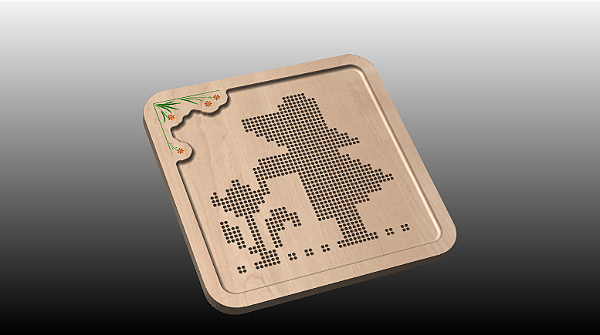 Bordado Ponto Cruz - Menina e Flor (com Detalhe)