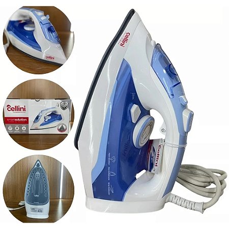 Ferro Elétrico De Passar A Vapor 3 em 1 A Seco Cerâmica Antiaderente 127V - Cellini