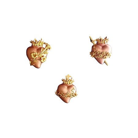 Sagrados Corações em Resina Bronze com Dourado