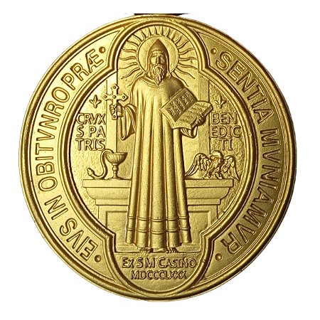 Kit Medalha São Bento em Resina Ouro Ducado