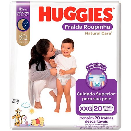 Fralda Huggies Natural Care Roupinha Mega XXG com 20 Unidades - Kimberly