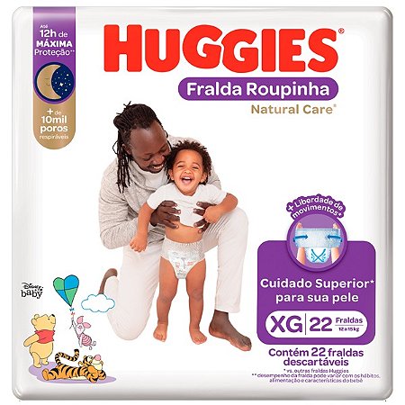 Fralda Huggies Natural Care Roupinha Mega XG com 22 Unidades - Kimberly