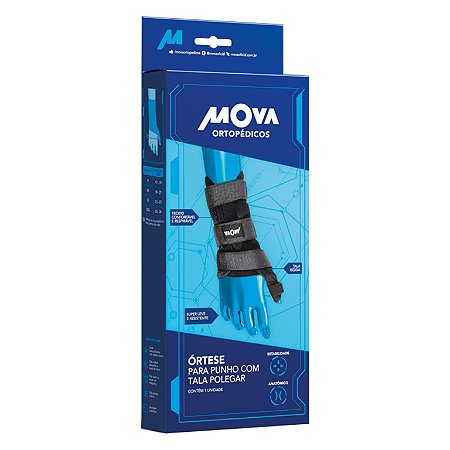 Órtese Punho c/ Tala Polegar Mova Esquerdo Tam G