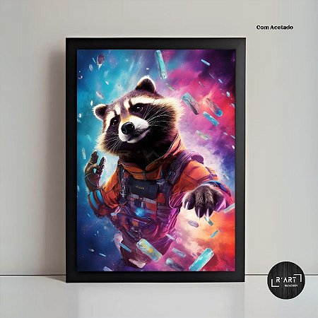 Quadro Decorativo - Guaxinim Astronauta  - 1 Unidade