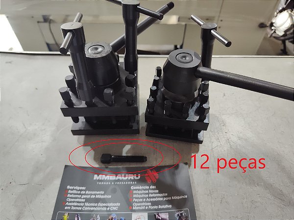 Kit 12 peças Parafuso do castelo porta ferramenta para torno rosca M12