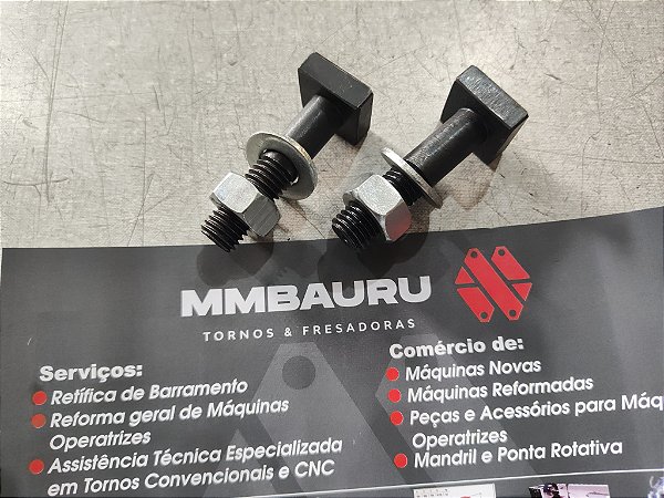 Kit 2 peças Parafuso de cabeça quadrada 19x19mm da Base Giratória Torno Nardini e Imor rosca M10