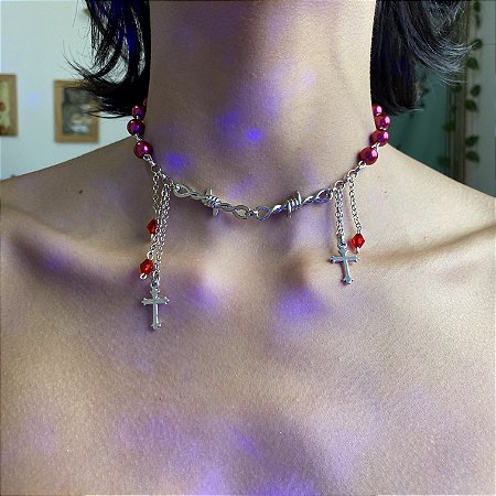 Gargantilha Punk Rock Choker Arame Farpado