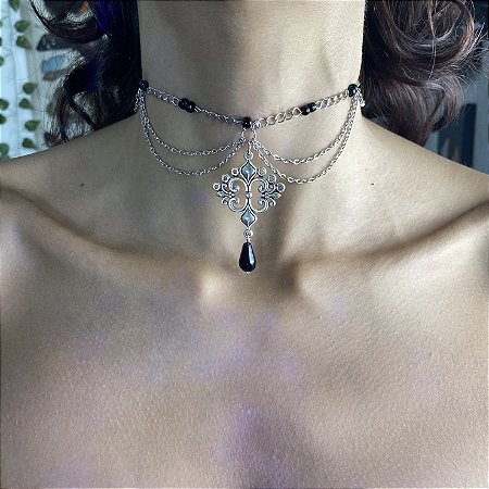 Colar choker Dark Elegance Aço Inox