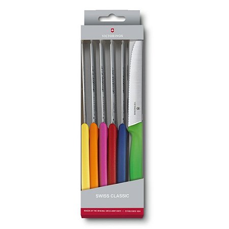 Conjunto De Cozinha 6 Facas Swiss Classic de Mesa Coloridas Victorinox