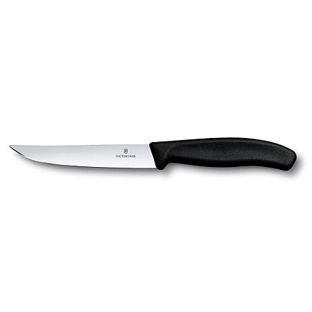 Faca Para Churrasco Swiss Classic De Mesa Com Lâmina Lisa 12cm Preta Victorinox