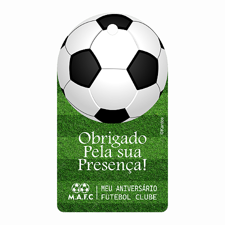 Tag Futebol Aniversário Obrigado Pela Presença 5x9cm 50un
