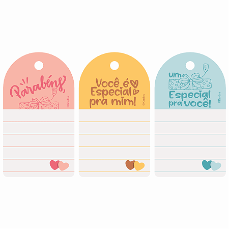 Kit Tag para Presente Mimos e Aniversário Sortido 4x7cm 24un