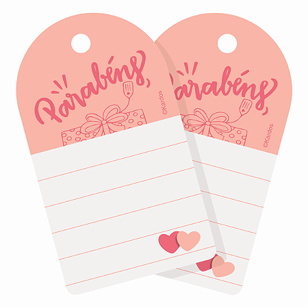 Tag pra Presente Parabéns Rosa Aniversário De Para 4x7cm 50u