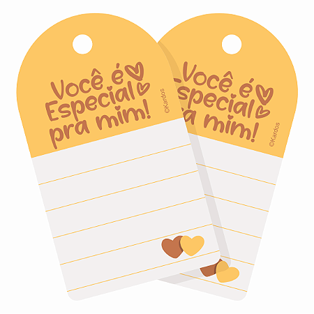 Tag Presente Você é Especial pra mim e Dedicatória 4x7cm 50u