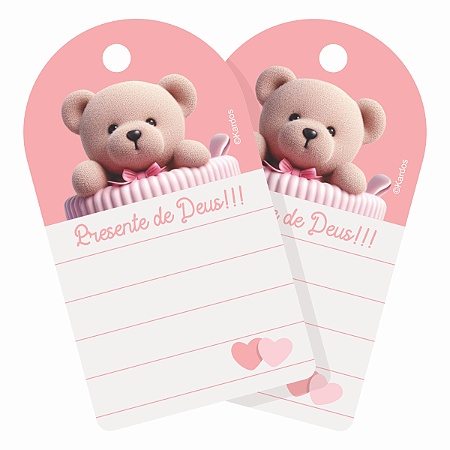 Tag Presente De Deus Rosa Bebê 50un 4x7cm Kardos