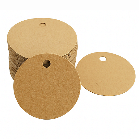 100 Tags Kraft Liso Redondas 4cm Com Furo Sem Personalização
