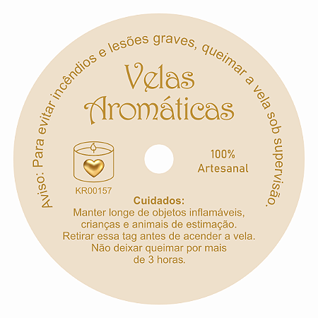 50 Tags Velas Artesanais Aromáticas 7cm de Diâmetro com furo redondo