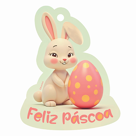 Tag De Páscoa Coelho Ovo Rosa Kardos 7x9cm Feliz Páscoa 50un
