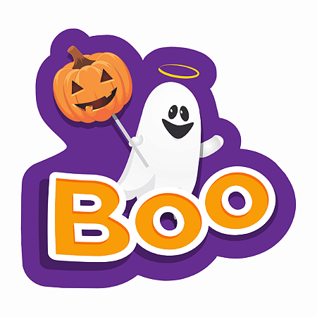 50 Apliques Halloween Boo Fantasma e Abóbora com 8,5x8cm