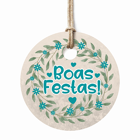 Tag Etiqueta Decorativa Boas Festas Natal E Ano Novo Redonda 4cm 50un.