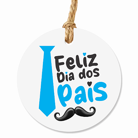 Tag Dia dos Pais Redonda Branca 6cm com 50un