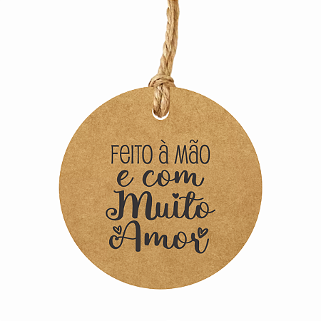 100 Tags Kraft Feito À Mão Para Artesanato Redonda 6cm