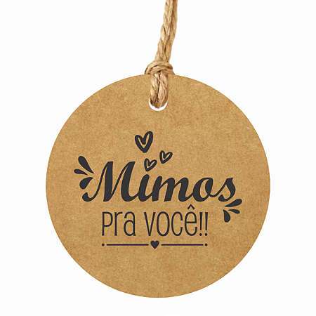 Tag Mimos e Presentes em Papel Kraft Redonda 6cm Com 100un