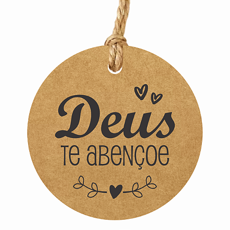 100 Tags Kraft Deus Te Abençoe Redonda 6cm Agradecimento