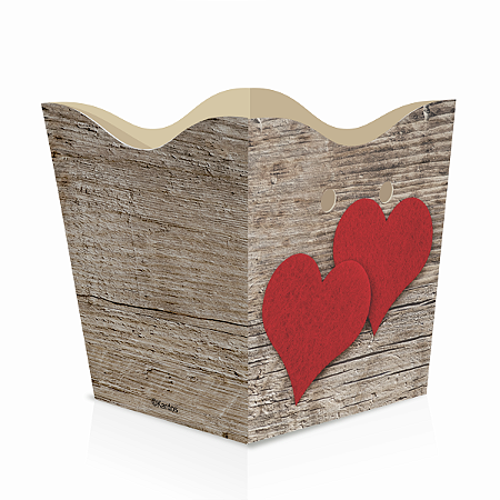 Cachepot de Papel Pote 6 PP 7x7x5,5cm Coração Madeira com 10un